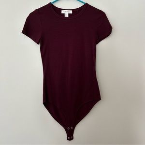 Maroon Forever 21 Short Sleeve Bodysuit